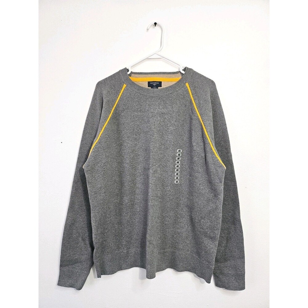 Dockers Mens Crew Neck Pullover Sweater Gray Large Cotton NWOT